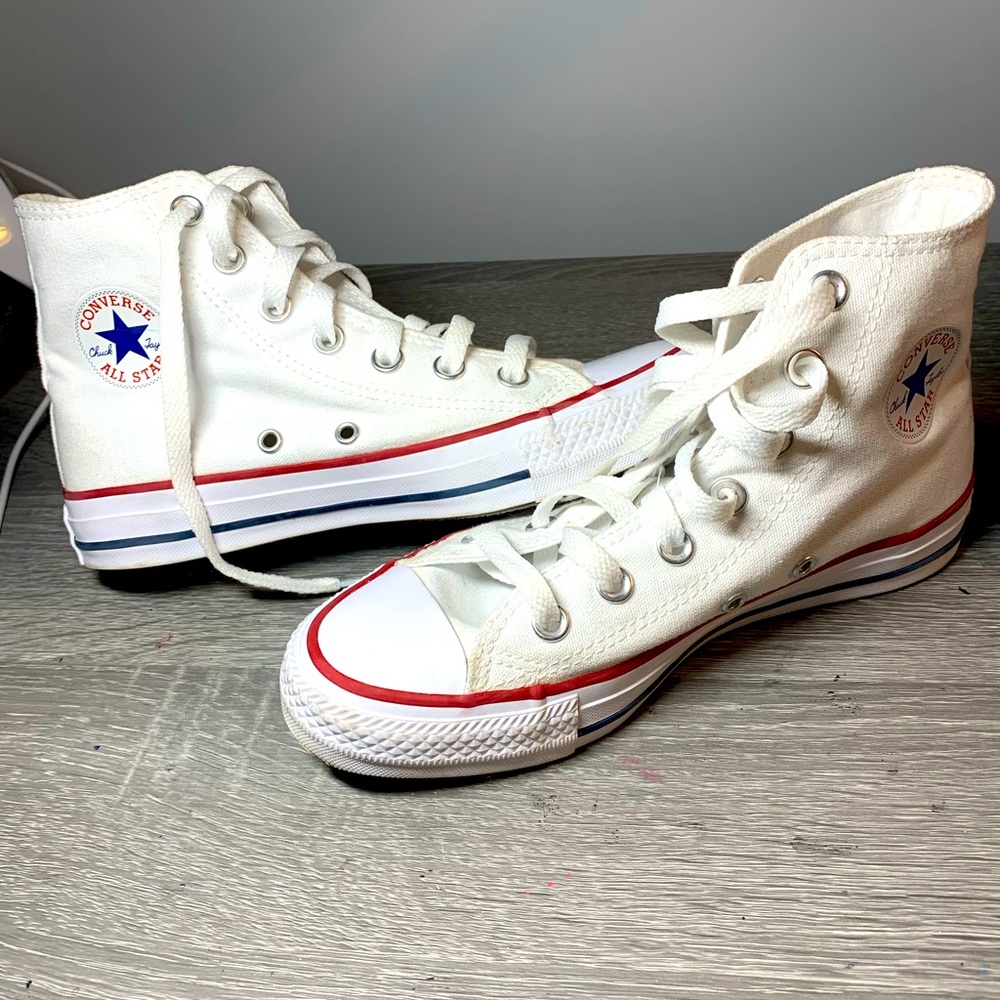 Converse high tops. Worn only once, too snug for me.